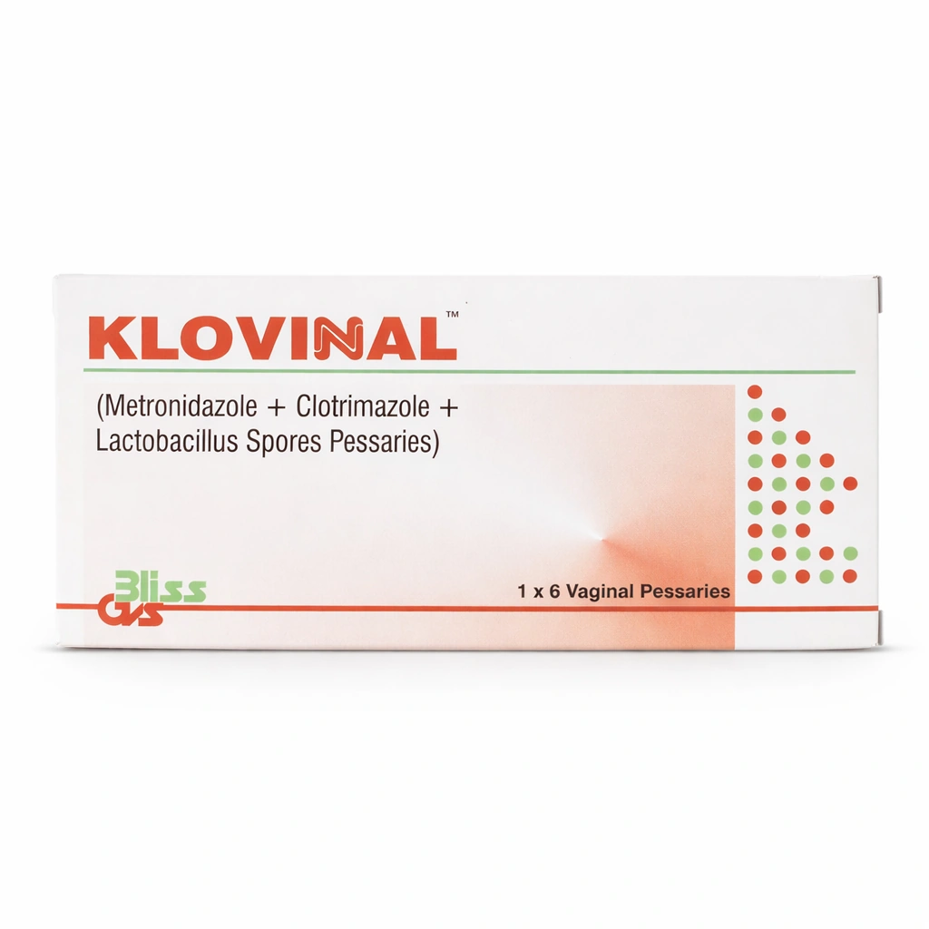 Klovinal Metronidazole 500 mg + Clotrimazole 100 mg + Lactobacillus 150 million spores Vaginal Pessaries x 6 Pessaries