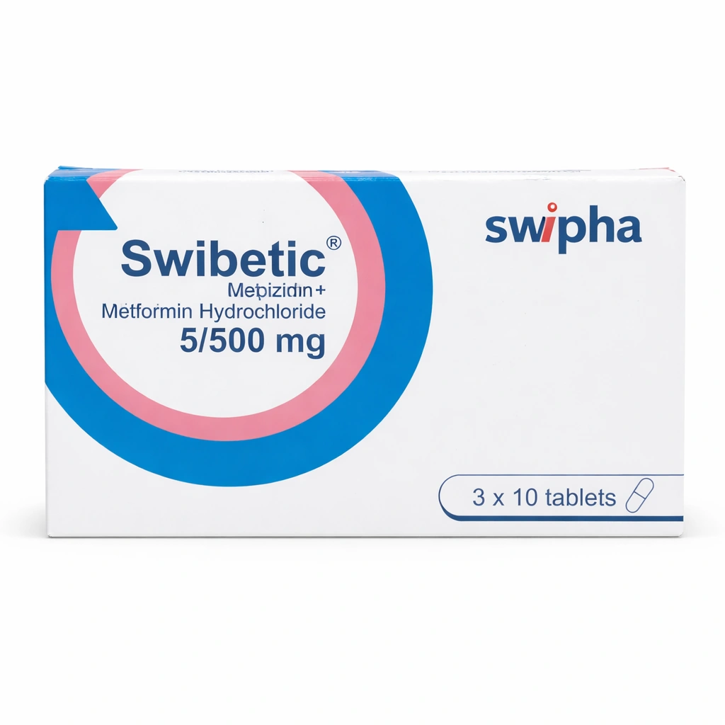 Swibetic Glipizide + Metformin Hydrochloride 5 mg/500 mg Film-Coated Tablets x 30 Tablets