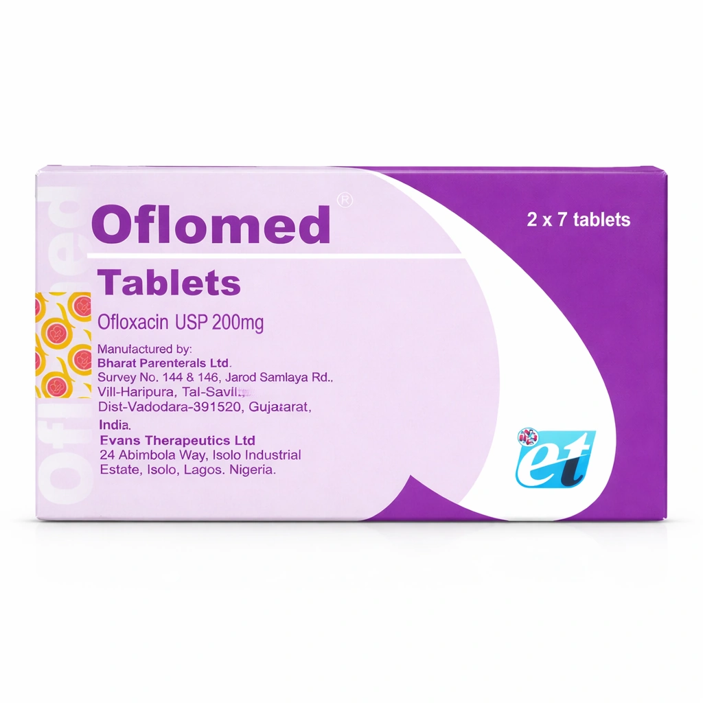 Oflomed Ofloxacin USP 200 mg Tablets x 14 Tablets