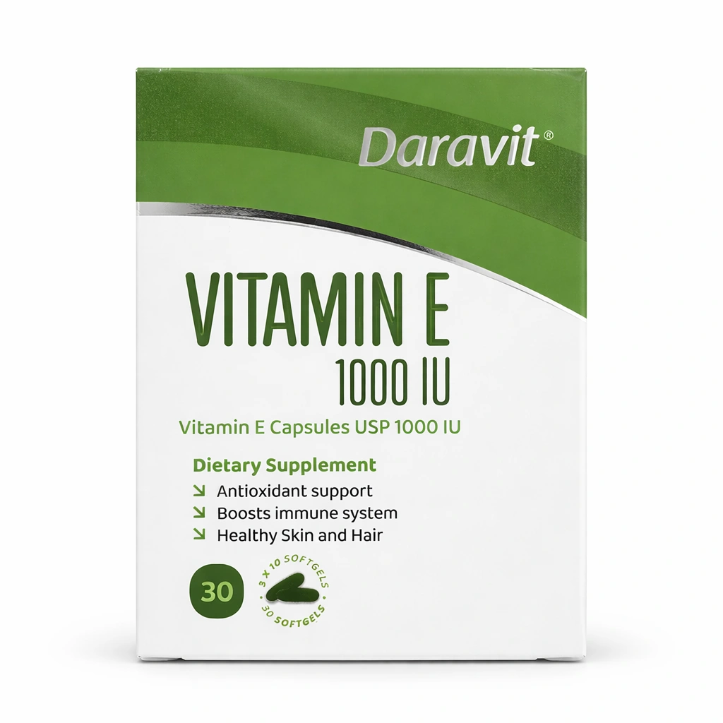 Daravit Vitamin E 1000 IU Softgels x 30 Softgels