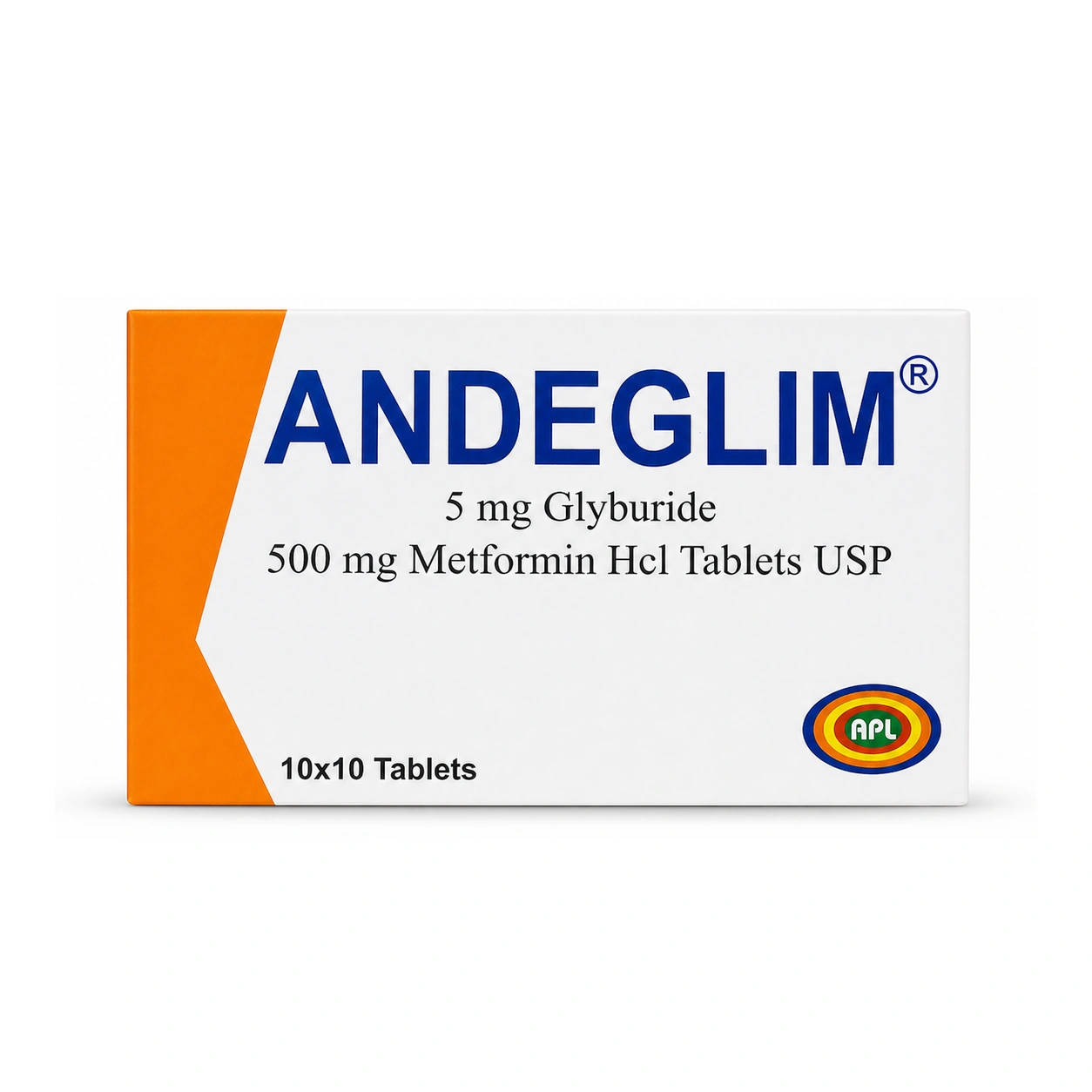 Andeglim Glyburide 5 mg + Metformin HCl 500 mg Tablets USP x 100 Tablets