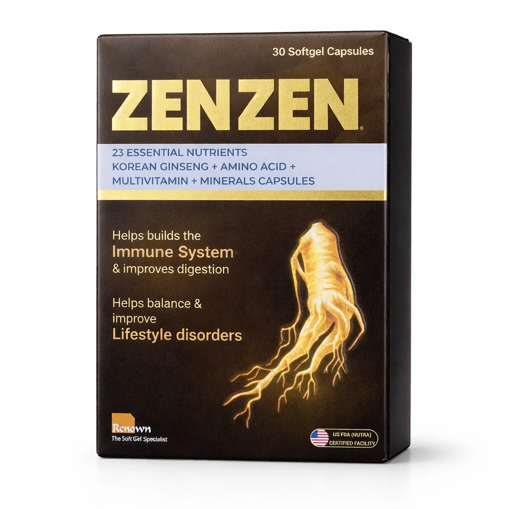 ZENZEN Korean Ginseng + Amino Acid + Multivitamin + Minerals Softgel Capsules x 30 Capsules