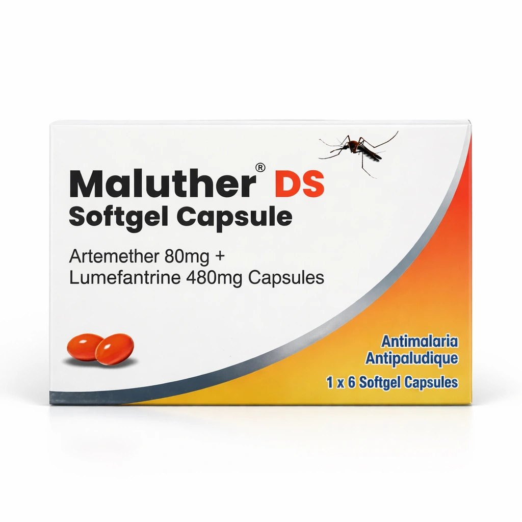 Maluther DS Artemether and Lumefantrine Softgel Capsules 80 mg/480 mg x 6 Softgels
