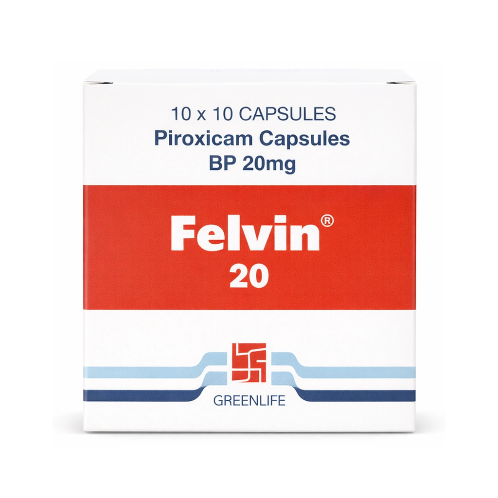 Felvin 20 Piroxicam Capsules BP 20 mg x 100 Capsules