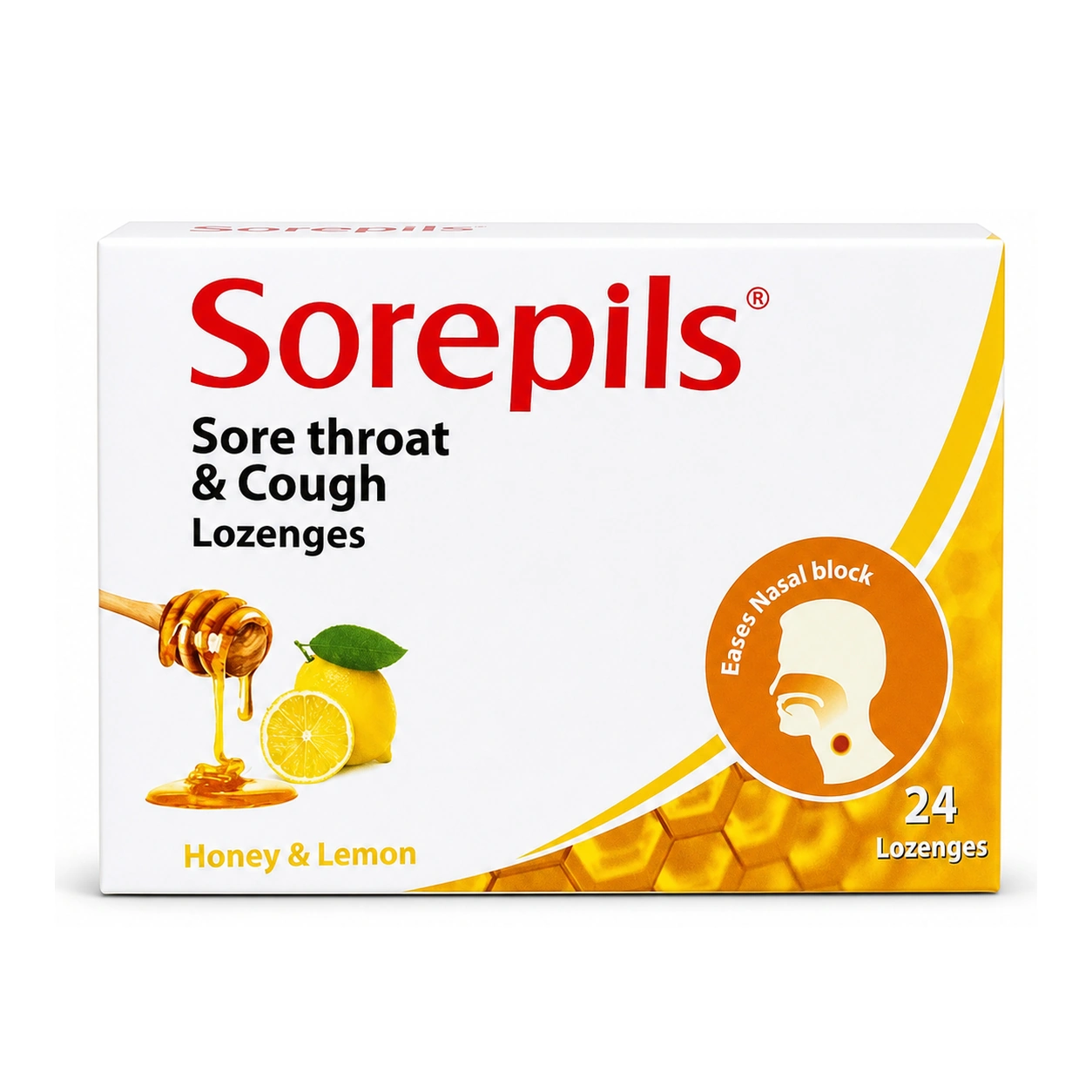 Sorepils Sore Throat & Cough Lozenges Honey & Lemon x 24 lozenges