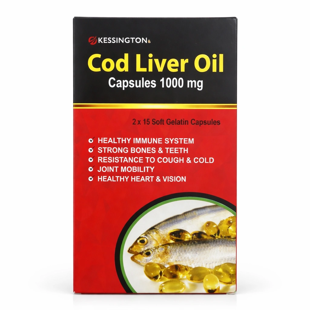 Kessington Cod Liver Oil 1000 mg Soft Gelatin Capsules x 30 Capsules