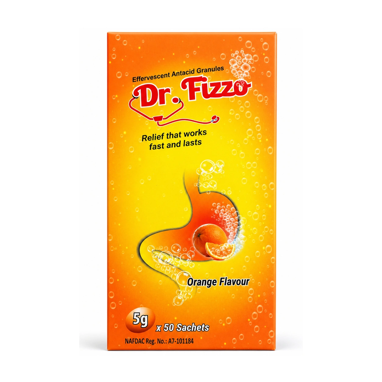 Dr. Fizzo Effervescent Antacid Granules Orange Flavour 5 g x 50 sachets