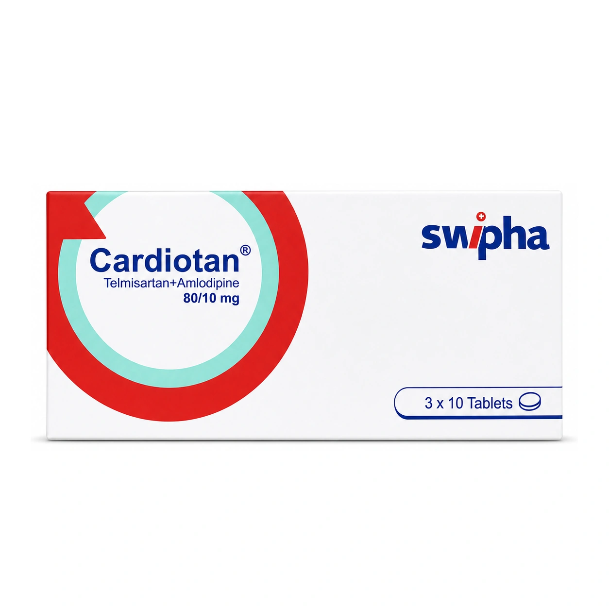 Cardiotan Telmisartan 80 mg + Amlodipine 10 mg Uncoated Bilayered Tablets x 30 Tablets