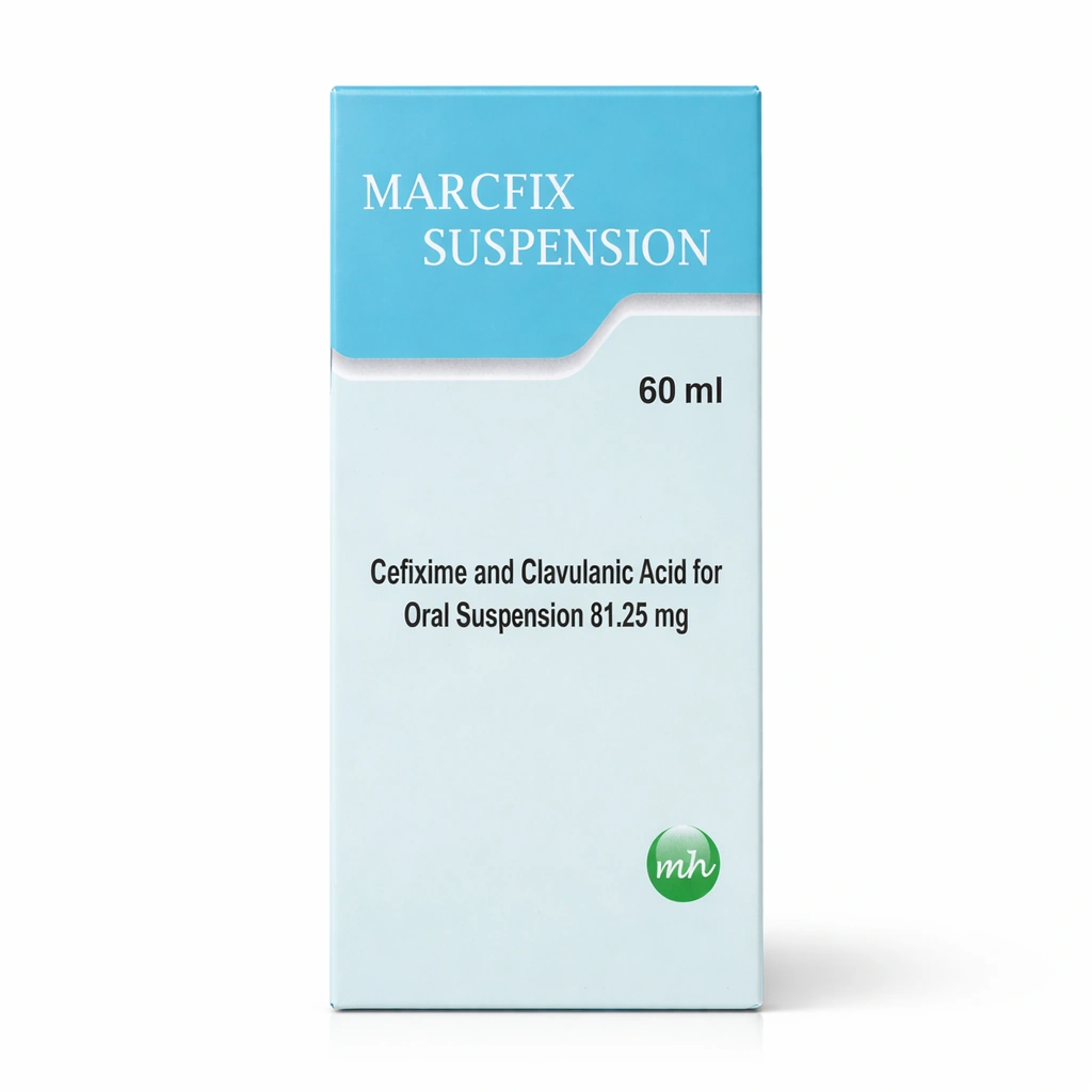 Marcfix Cefixime 50 mg/5 ml + Clavulanic Acid 31.25 mg/5 ml Powder for Oral Suspension 60 ml