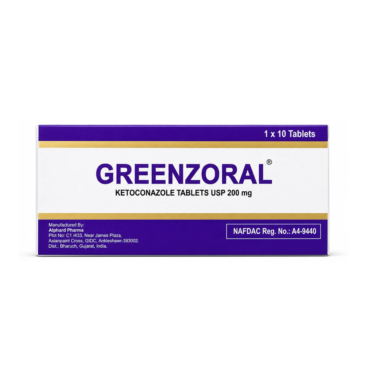 Greenzoral Ketoconazole USP 200 mg Tablets x 10 Tablets