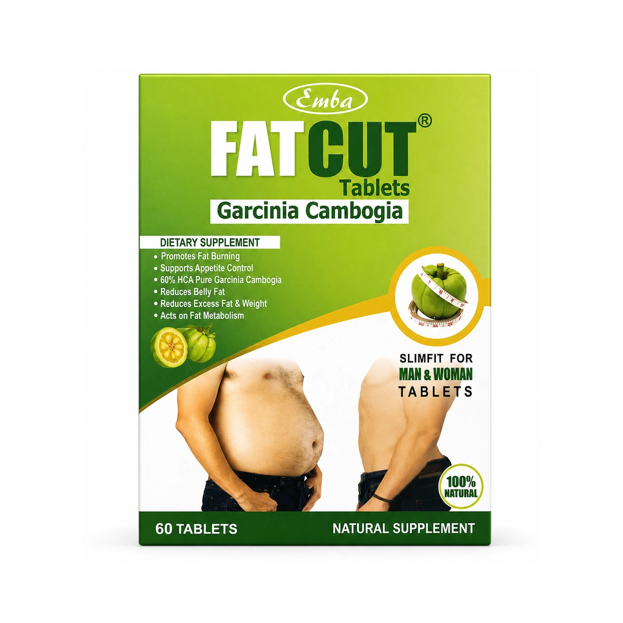 Emba Fat Cut Garcinia Cambogia 60% HCA Tablets x 60 Tablets