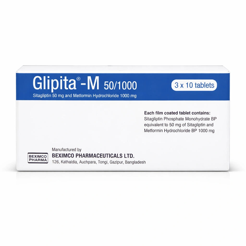 Glipita-M 50 mg/1000 mg Film-Coated Tablets x 30 Tablets