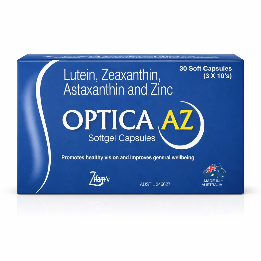 Optica AZ Lutein, Zeaxanthin, Astaxanthin and Zinc Softgel Capsules x 30 Soft Capsules