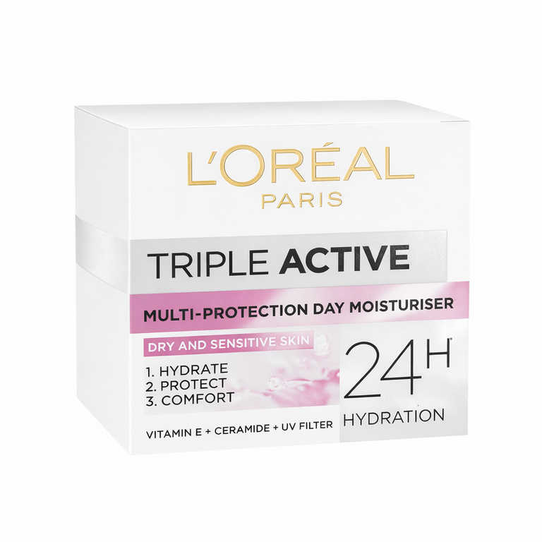 L'Oréal Paris Triple Active Day Moisturiser 24H 50 ml - Dry & Sensitive Skin