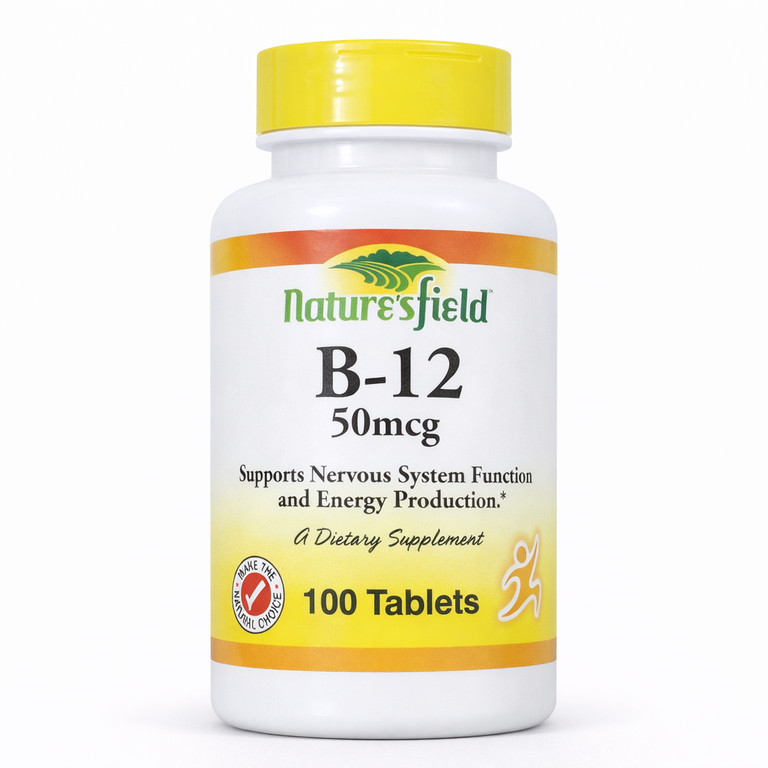 Nature's Field Vitamin B-12 50 mcg Tablets x 100 Tablets
