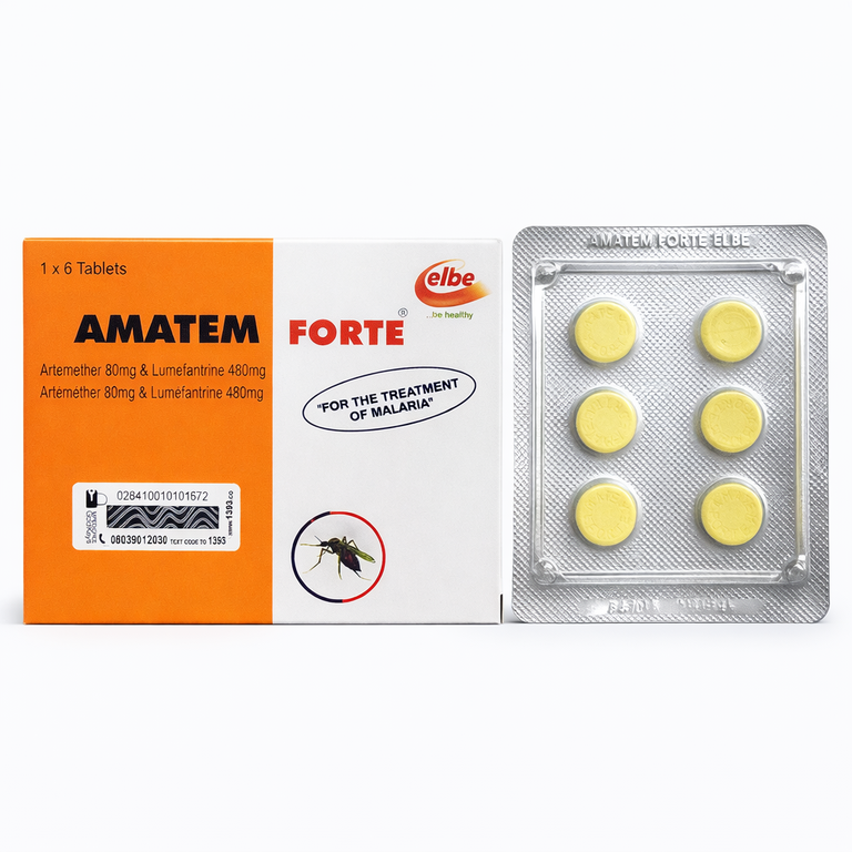 Amatem Forte Tablets (Artemether 80 mg + Lumefantrine 480 mg) x 6 tablets
