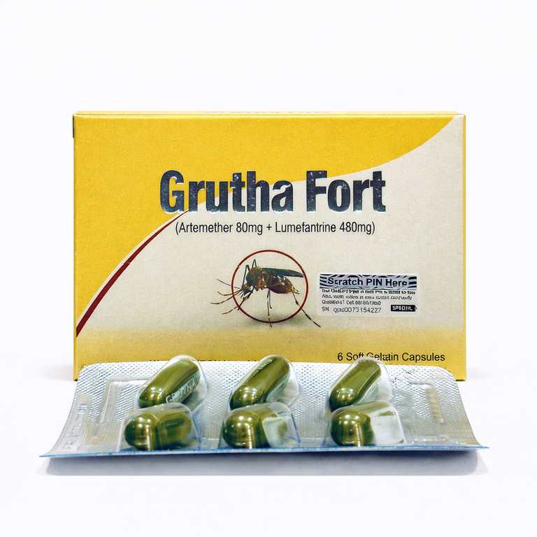 Grutha Fort Soft Gelatin Capsules (Artemether 80 mg + Lumefantrine 480 mg) x 6 soft gelatin capsules