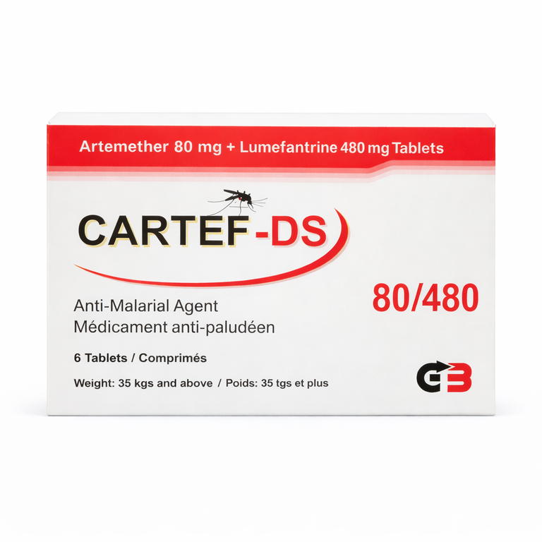 Cartef DS Tablets (Artemether 80 mg + Lumefantrine 480 mg) x 6 tablets