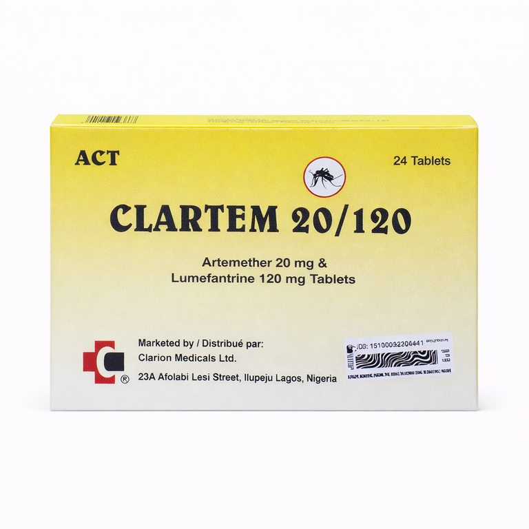 Clartem Tablets (Artemether 20 mg + Lumefantrine 120 mg) x 24 tablets