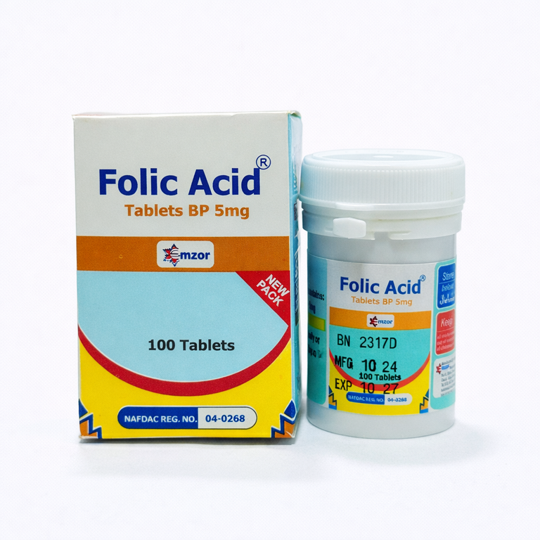 Emzor Folic Acid Tablets 5 mg x 100 tablets