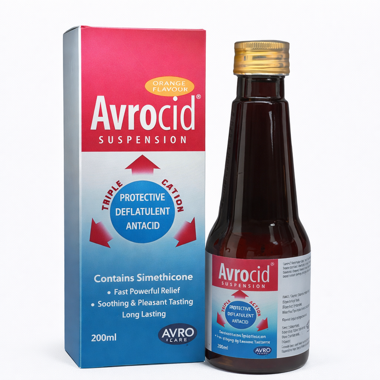 Avrom Avrocid Antacid Suspension (Magnesium + Aluminium + Simethicone) 200 ml