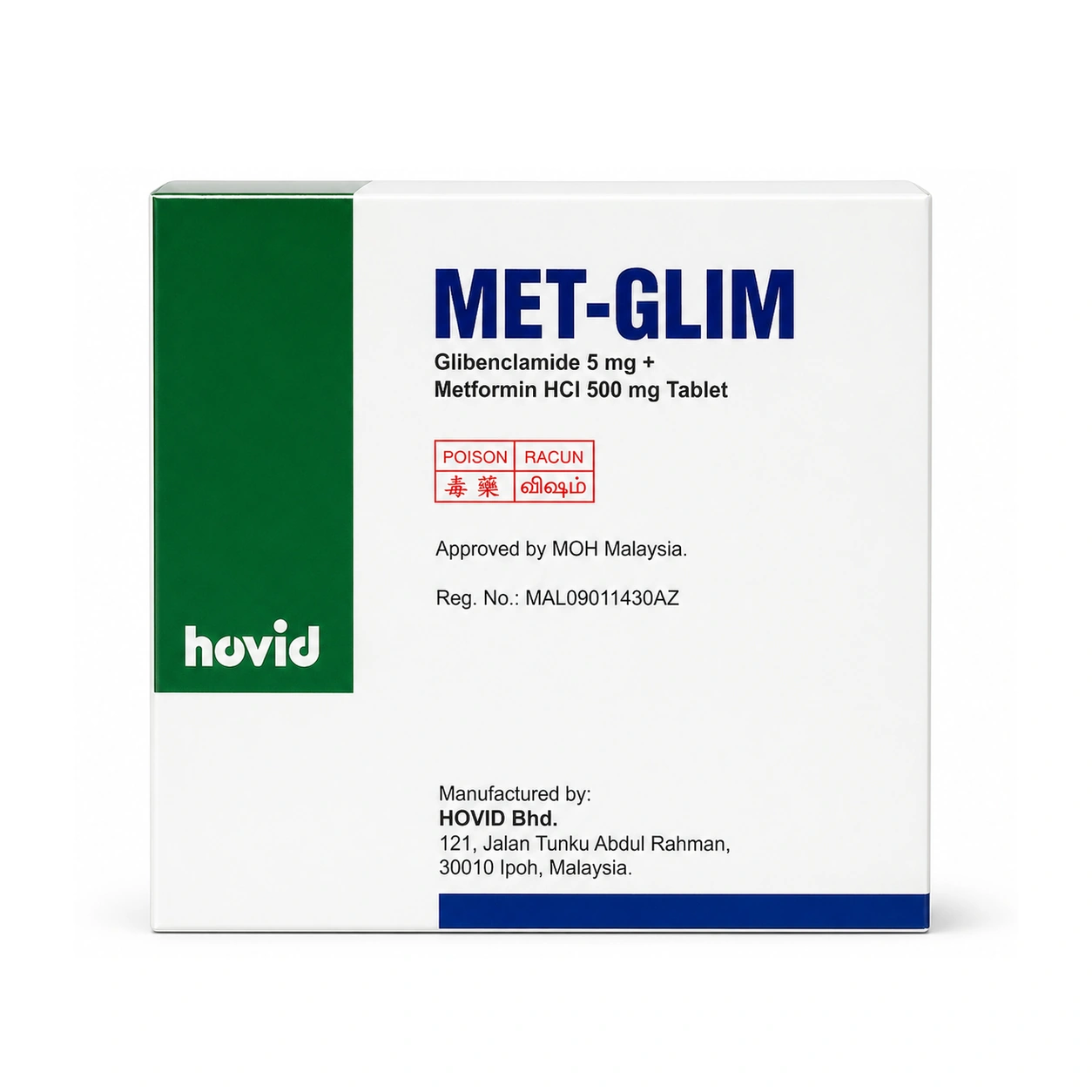 Met-Glim Glibenclamide 5 mg + Metformin HCl 500 mg Tablet