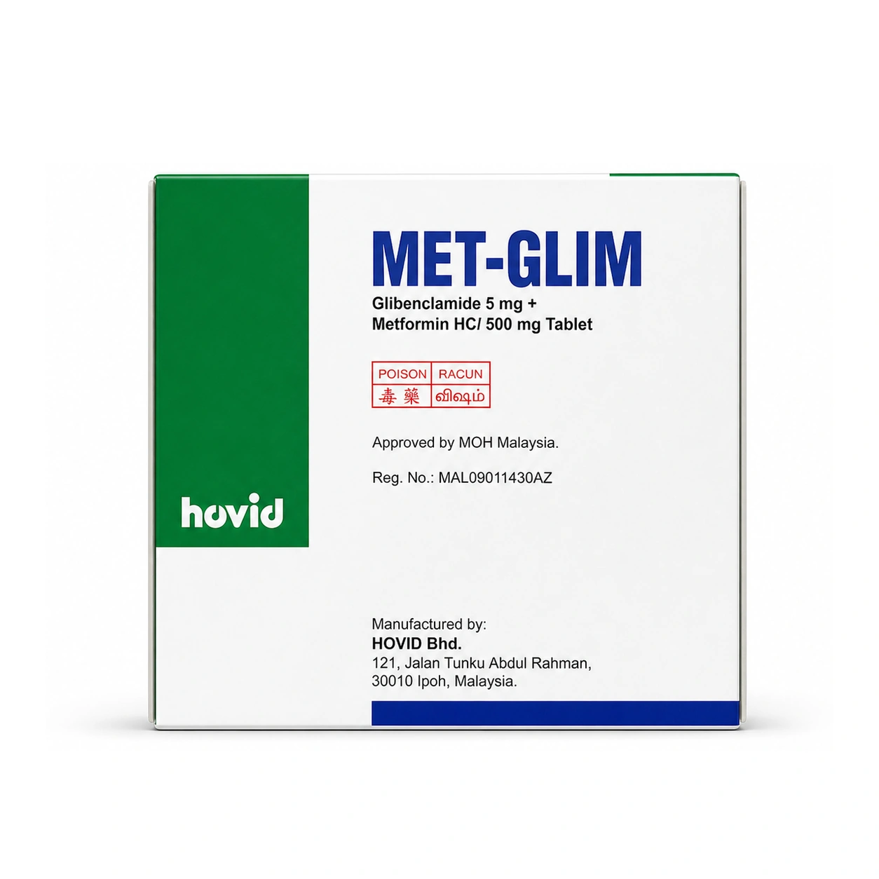 Met-Glim Glibenclamide 5 mg + Metformin Hydrochloride 500 mg Tablets