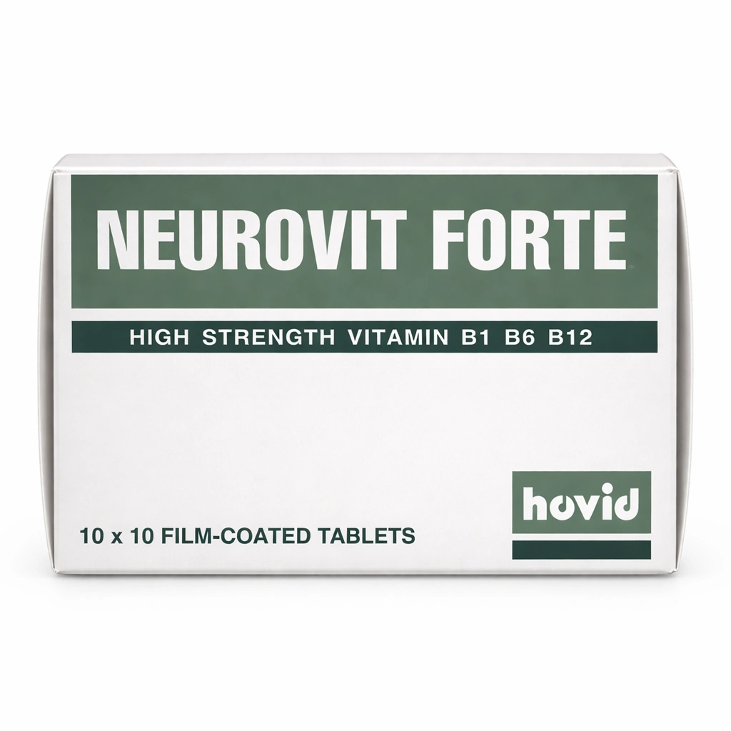 Hovid Neurovit Forte High Strength Vitamin B1 B6 B12 Film-Coated Tablets x 100 Tablets